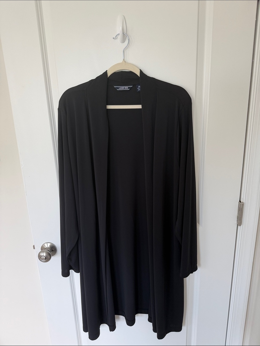 Lands' End Black Open-Front Long Cardigan